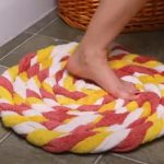 She Starts By Cutting An Old Bath Towel Into Strips