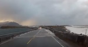 Drive, dangerous, roadway, bridge, Norway, Ocean,
