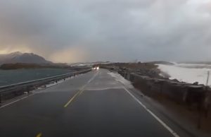Drive, dangerous, roadway, bridge, Norway, Ocean,