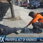 Boy Praying For Homeless Man