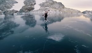 Figure, Skating, Frozen, Lake, mountains, British Columbia, travel, nature