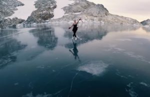 Figure, Skating, Frozen, Lake, mountains, British Columbia, travel, nature