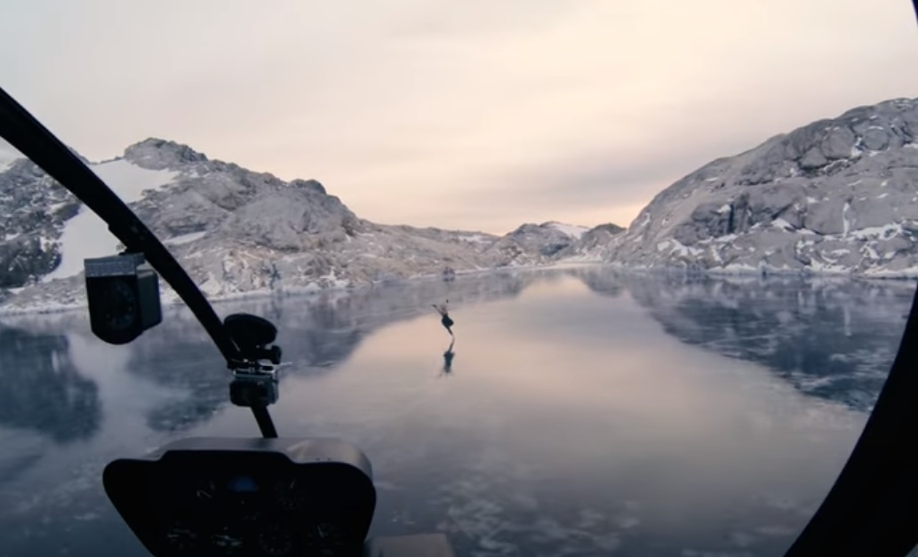 Figure, Skating, Frozen, Lake, mountains, British Columbia, travel, nature