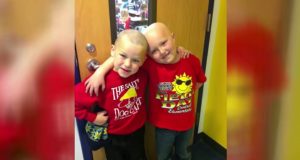 Support his Friend, First Grader Shaves his Hair, kids makes an example, best school story in USA