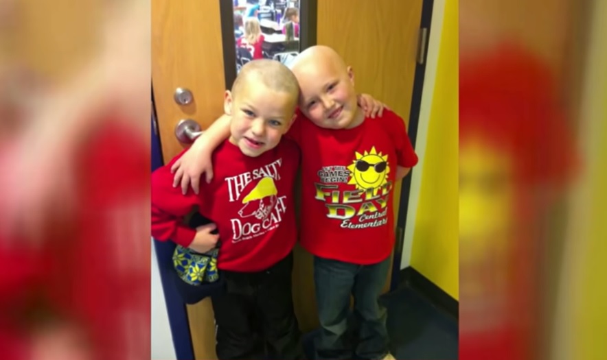 Support his Friend, First Grader Shaves his Hair, kids makes an example, best school story in USA