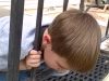 accident, fence, stuck, head, boy, father, dad, genius, home, house,
