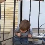 Little Boy Gets Head Stuck In Fence