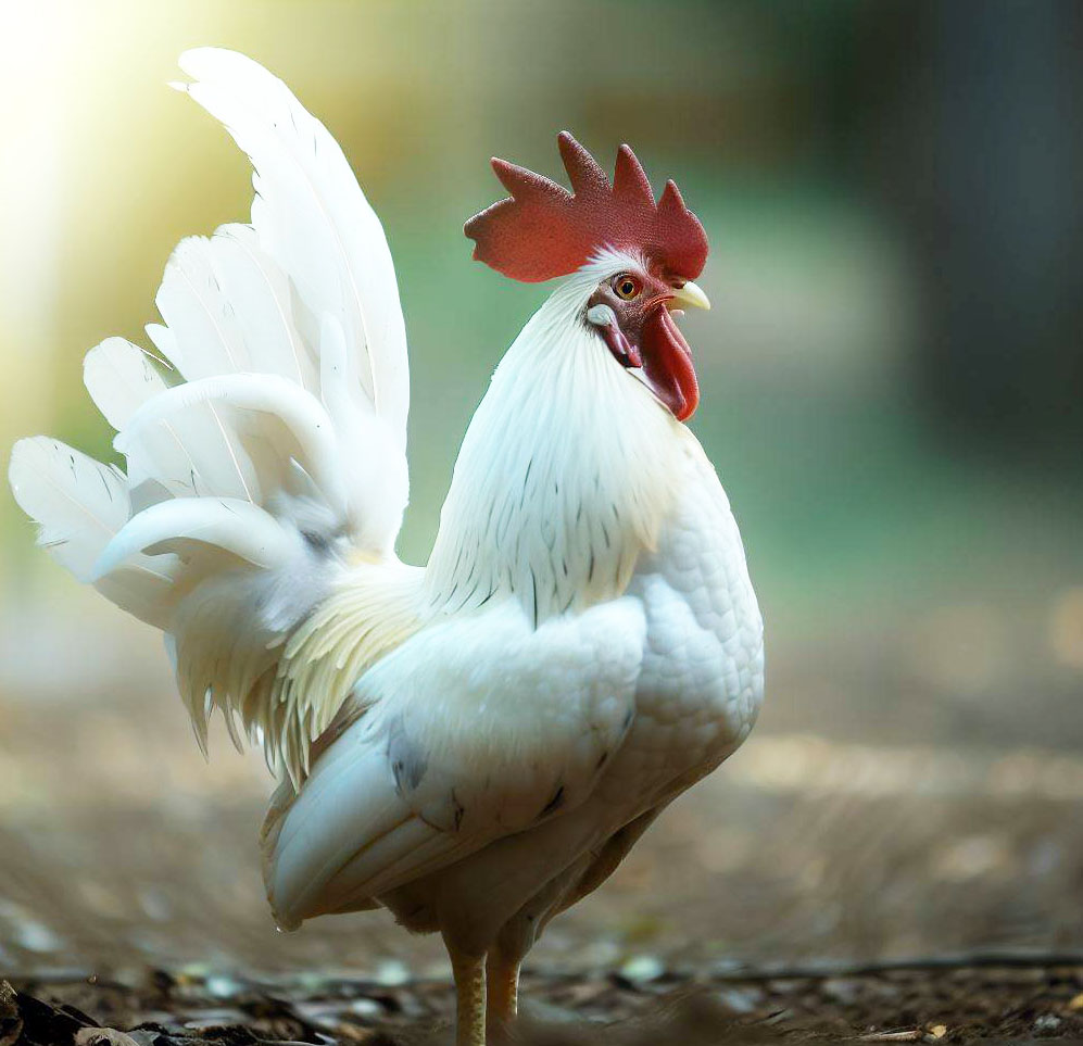 Funny white rooster, Rooster crowing, Laughing sound, Unique auditory experience, Bird enthusiasts, Crowing mechanism, Natural authenticity, Feathery friends, Barnyard spectacle, Nature's sense of humor.