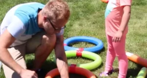 DIY pool noodle obstacle course, pool noodle obstacle course, obstacle course for kids, physical activity for children, fun and active play, creative play ideas, family bonding activities, kids' obstacle course, affordable DIY projects, pool noodle games