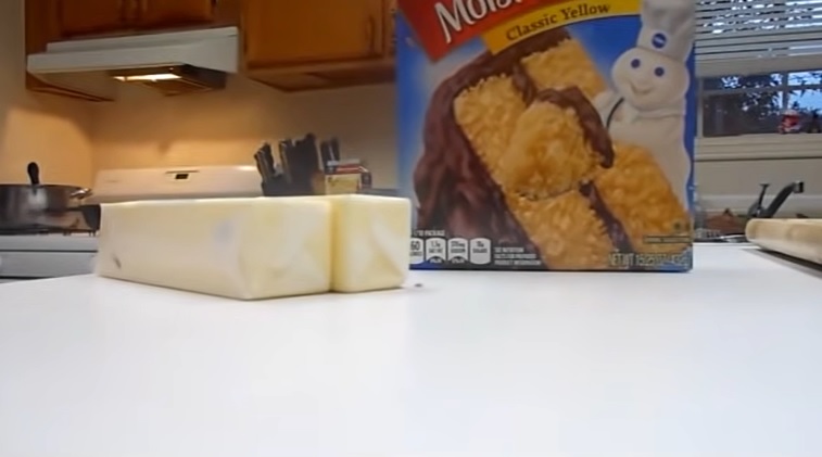 She puts two sticks of butter on top1