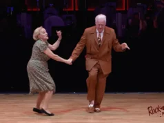 Dietmar & Nellia, Senior dance duo, Rock That Swing Ball 2020, Rockabilly jive, Boogie woogie, Energetic senior dancers, Comedy and dance fusion, Inspirational elderly performers, Ageless agility, Active senior citizens, Swing dance, SNL-style dance skit, Passion for dance at any age, Humor and agility in dance, Unforgettable performance