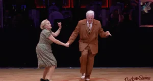 Dietmar & Nellia, Senior dance duo, Rock That Swing Ball 2020, Rockabilly jive, Boogie woogie, Energetic senior dancers, Comedy and dance fusion, Inspirational elderly performers, Ageless agility, Active senior citizens, Swing dance, SNL-style dance skit, Passion for dance at any age, Humor and agility in dance, Unforgettable performance