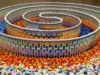15,000 dominoes, Triple spiral, Domino art, Hevesh5, Domino chain reaction, Hypnotic domino fall, Domino masterpiece, Creative domino design, Domino artist, 25 hours setup