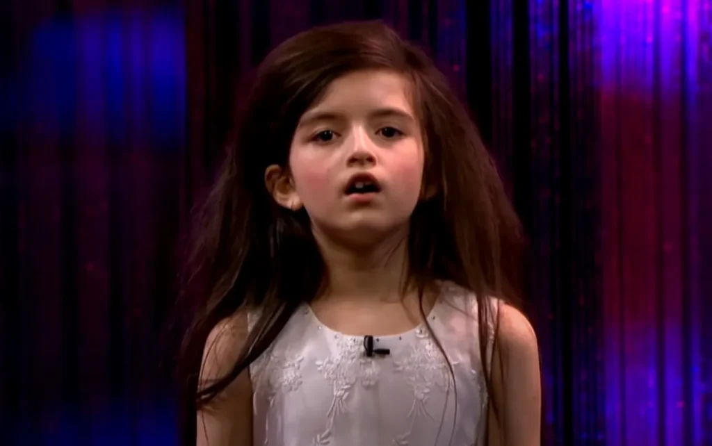 Angelina Jordan, 7-year-old singer, Fly Me to the Moon, Senkveld performance, Norway’s Got Talent winner, Incredible vocal talent, Jazz classic cover, Young musical prodigy, Old soul voice, Acoustic guitar performance