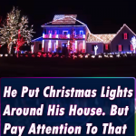 He Put Christmas Lights Around His House. But Pay Attention To That American Flag! Spectacular!