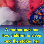 A mother puts her two children to sleep and then takes her phone to record