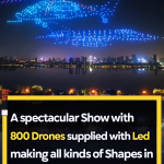 800 drones flying all over the sky making a spectacular show