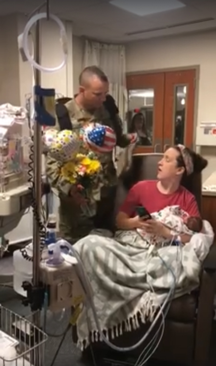 soldier, surprise, wife, twins, pregnant,
