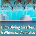 High Diving Giraffes A Whimsical Animated Triumph