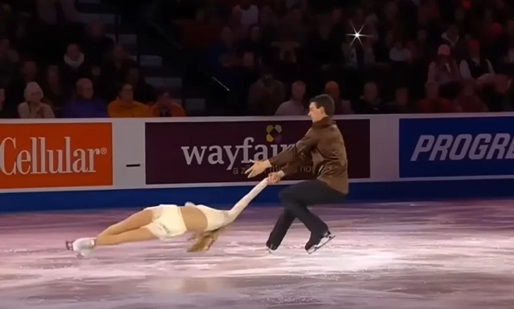 Couple skating performance, Romantic skating routine, Alexa Scimeca Knierim and Chris Knierim, My Heart Will Go On skating routine, Emotional skating performance, Pair skating chemistry, Skating technical skill, Figure skating couples, Olympic skaters Knierim, Artistic figure skating routine.