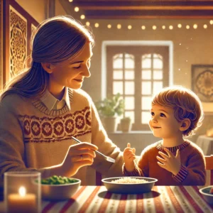 Mother teaching positive discipline techniques for toddlers, Toddler responding to positive reinforcement