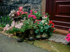 landscape design, homemade decorations, DIY garden ideas, repurposing old items, family creativity, eco-friendly projects, garden decor, upcycling, creative crafts, outdoor design