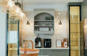 IKEA hack, Havsta, built-in storage, coffee bar, DIY project, home improvement, storage solution, cabinet makeover, floating shelves, pole wrap