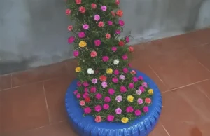 upcycled garden, bottle planter, DIY garden, vertical garden, Portulaca, moss rose, eco-friendly, balcony garden, small space, gardening