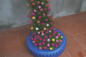 upcycled garden, bottle planter, DIY garden, vertical garden, Portulaca, moss rose, eco-friendly, balcony garden, small space, gardening