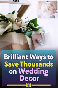 Pin featuring budget-friendly DIY wedding decor ideas that look elegant and expensive, including centerpieces, greenery, floral hoops, candlelight, and affordable wedding styling inspiration.