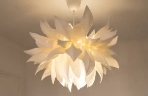 A budget-friendly IKEA lamp hack transformed into a luxury-looking ceiling light for a stylish home decor upgrade.