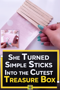 A handmade elegant treasure box made with wooden craft sticks, designed as a DIY jewelry box and small keepsake organizer for gifts, storage, or desk decor.