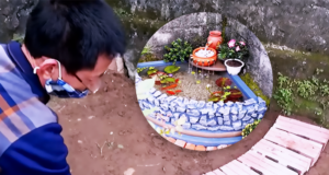 waterfall aquarium, DIY garden project, backyard oasis, family garden ideas, how to build aquarium