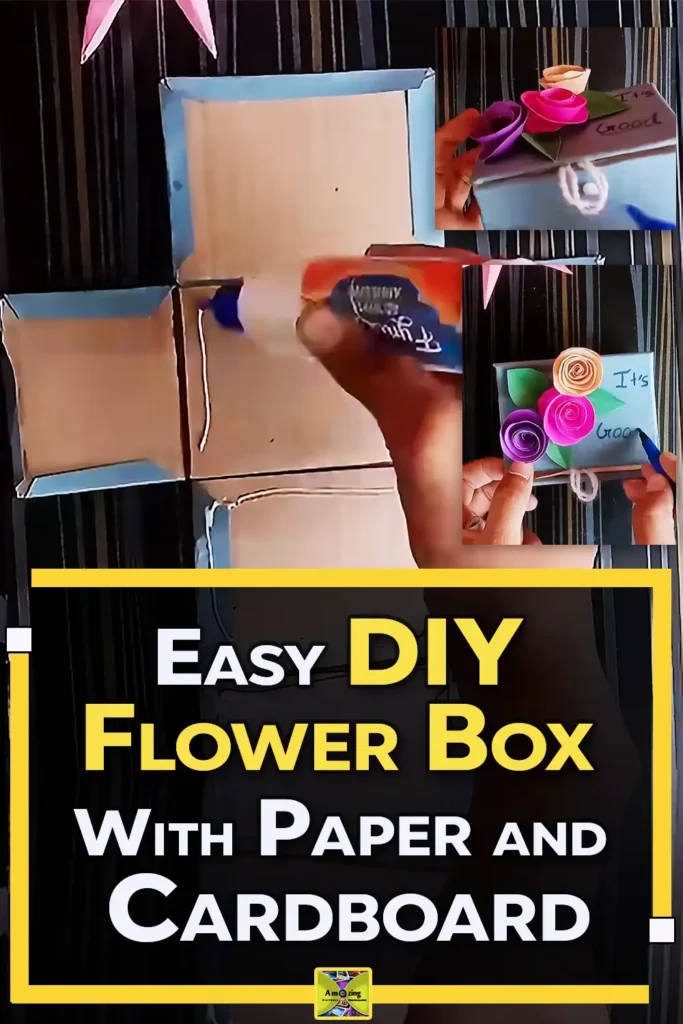 A handmade DIY flower box made from paper or cardboard, styled as a pretty gift or decor piece for flowers, holidays, or special occasions.