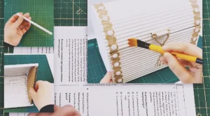 A handmade DIY treasure chest created from waste paper or recycled cardboard, styled as a decorative craft project for storage, gifting, or home decor.