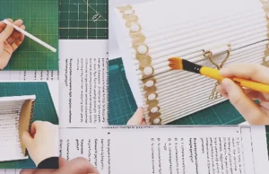 A handmade DIY treasure chest created from waste paper or recycled cardboard, styled as a decorative craft project for storage, gifting, or home decor.