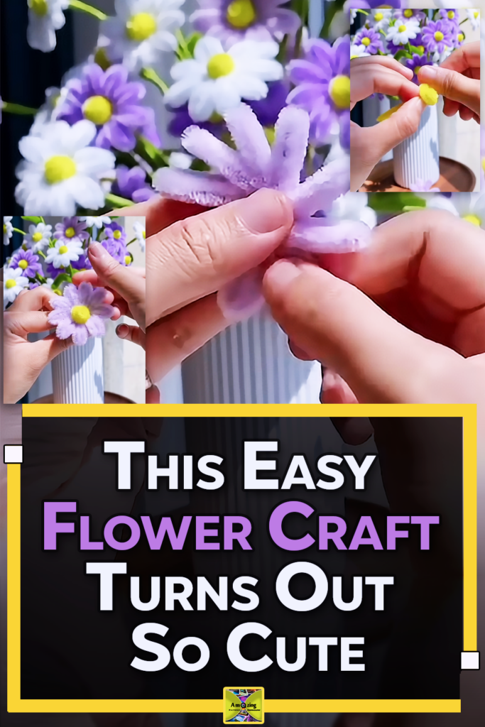 A DIY craft tutorial showing how to make decorative flowers from pipe cleaners for gifts, handmade decor, or easy floral projects.