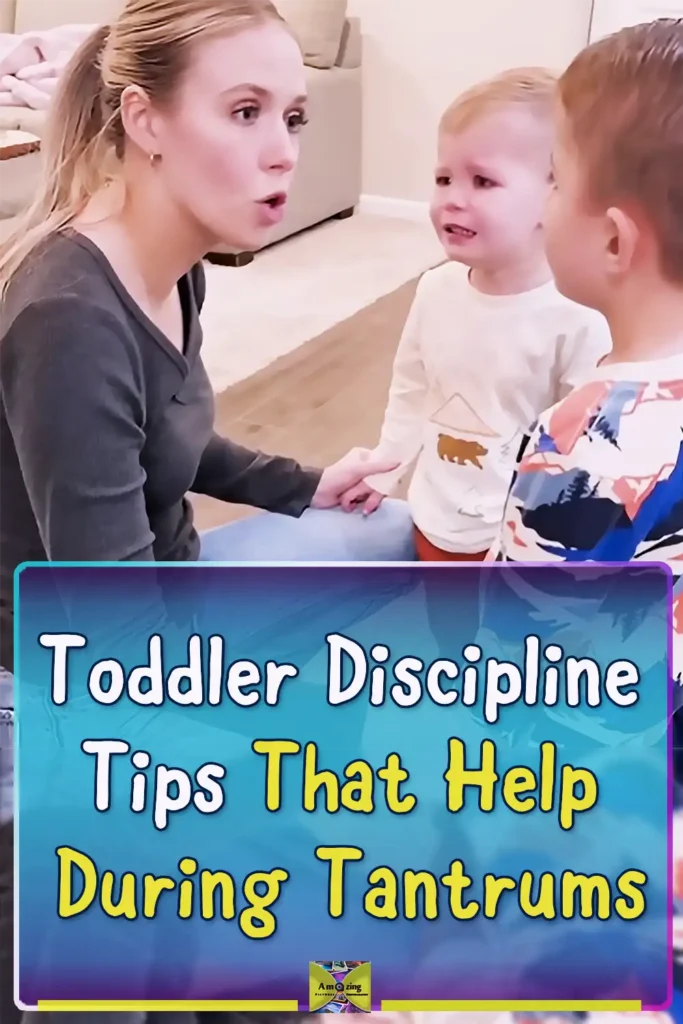 A parenting-focused pin about toddler discipline and gentle parenting strategies for handling tantrums, setting boundaries, and responding calmly to difficult toddler behavior.