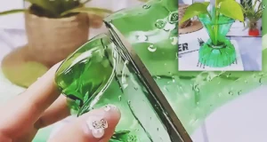 A DIY craft idea showing empty plastic bottles being reused for creative handmade decor and recycled craft projects.