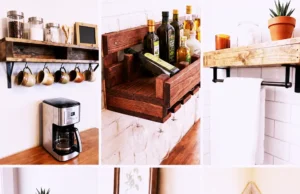 17 creative pallet shelf ideas collage showing rustic reclaimed-wood shelving projects for every room