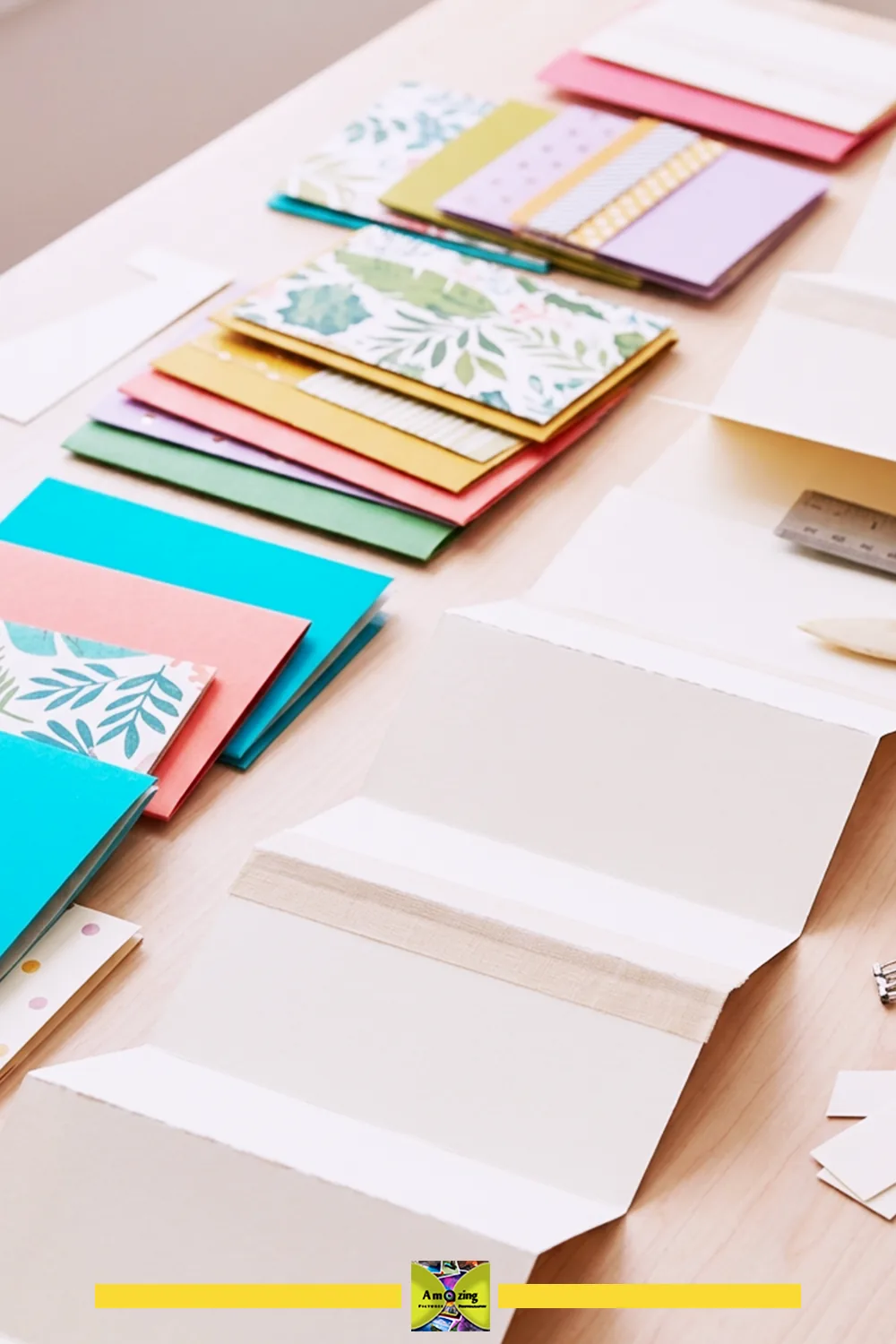 Accordion greeting-card archive construction with scored reinforced hinges