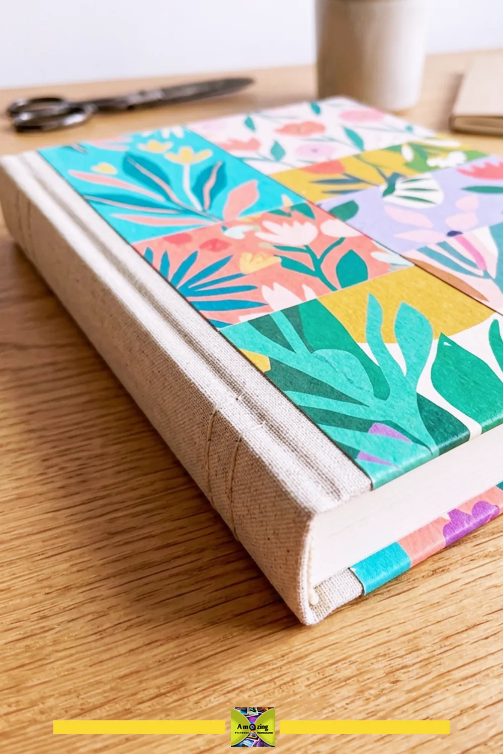 Removable journal jacket made from repurposed greeting cards